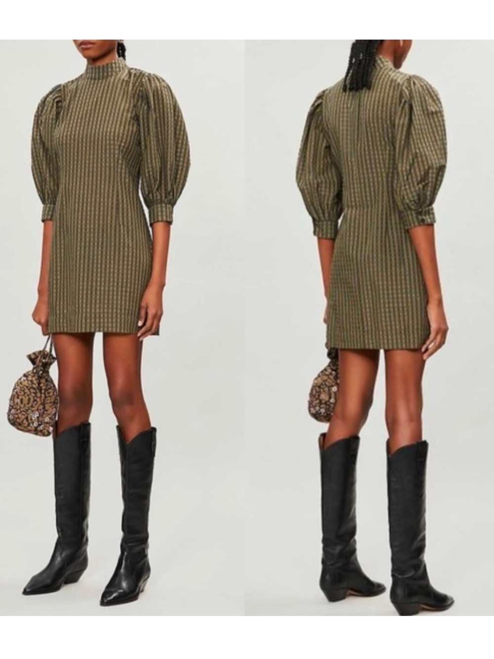 GANNI Seersucker Check Mini Dress